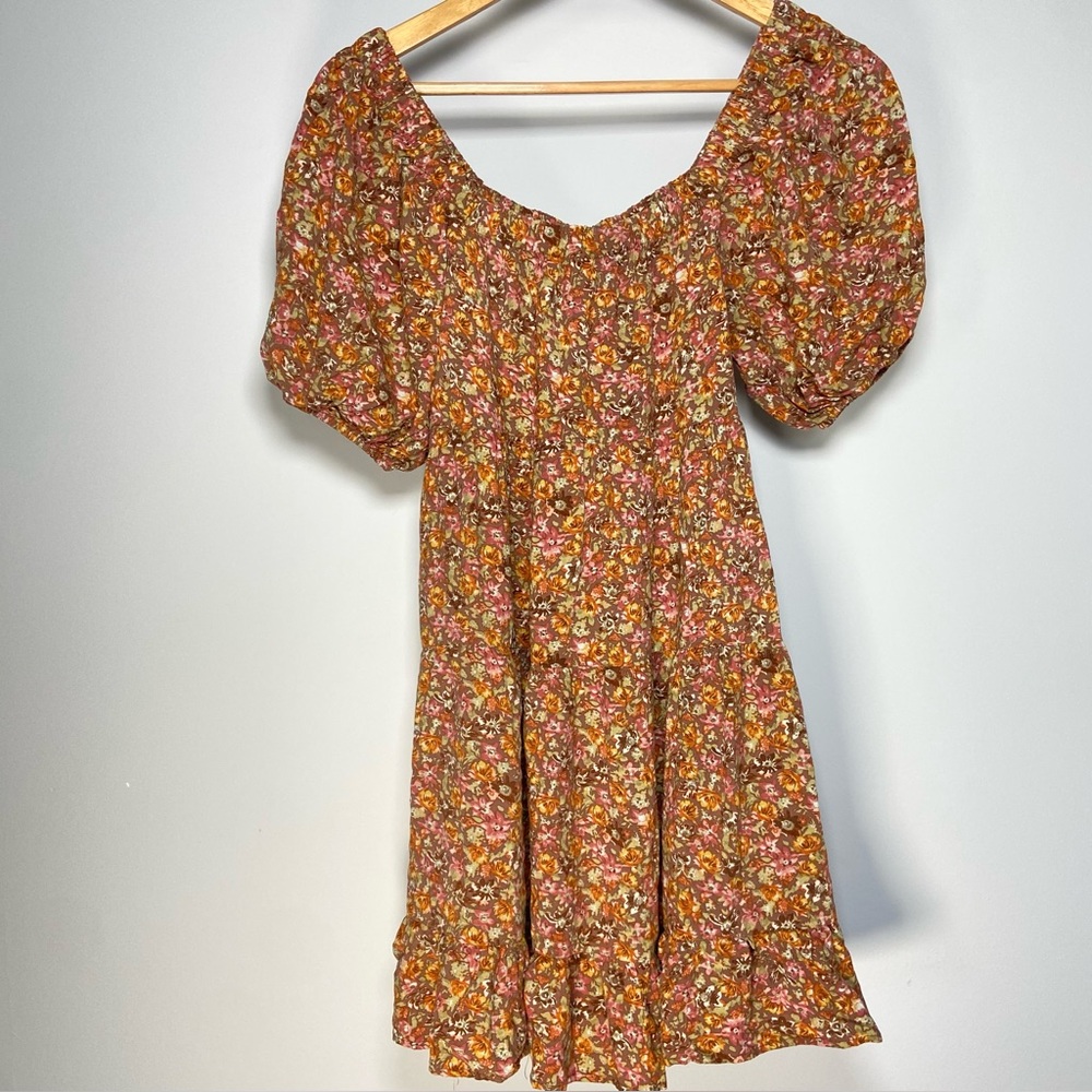 Wild Fable Off Shoulder Mini Dress Babydoll Floral Pink Cottage Boho Cowgirl